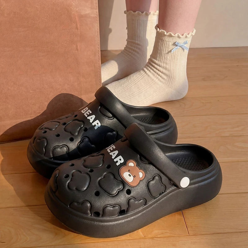 Women's Fashion Home Slippers Summer Thick Sole Soft EVA Garden Shoes for Women Hollow Out Non Slip Closed Toe Beach Sandals
