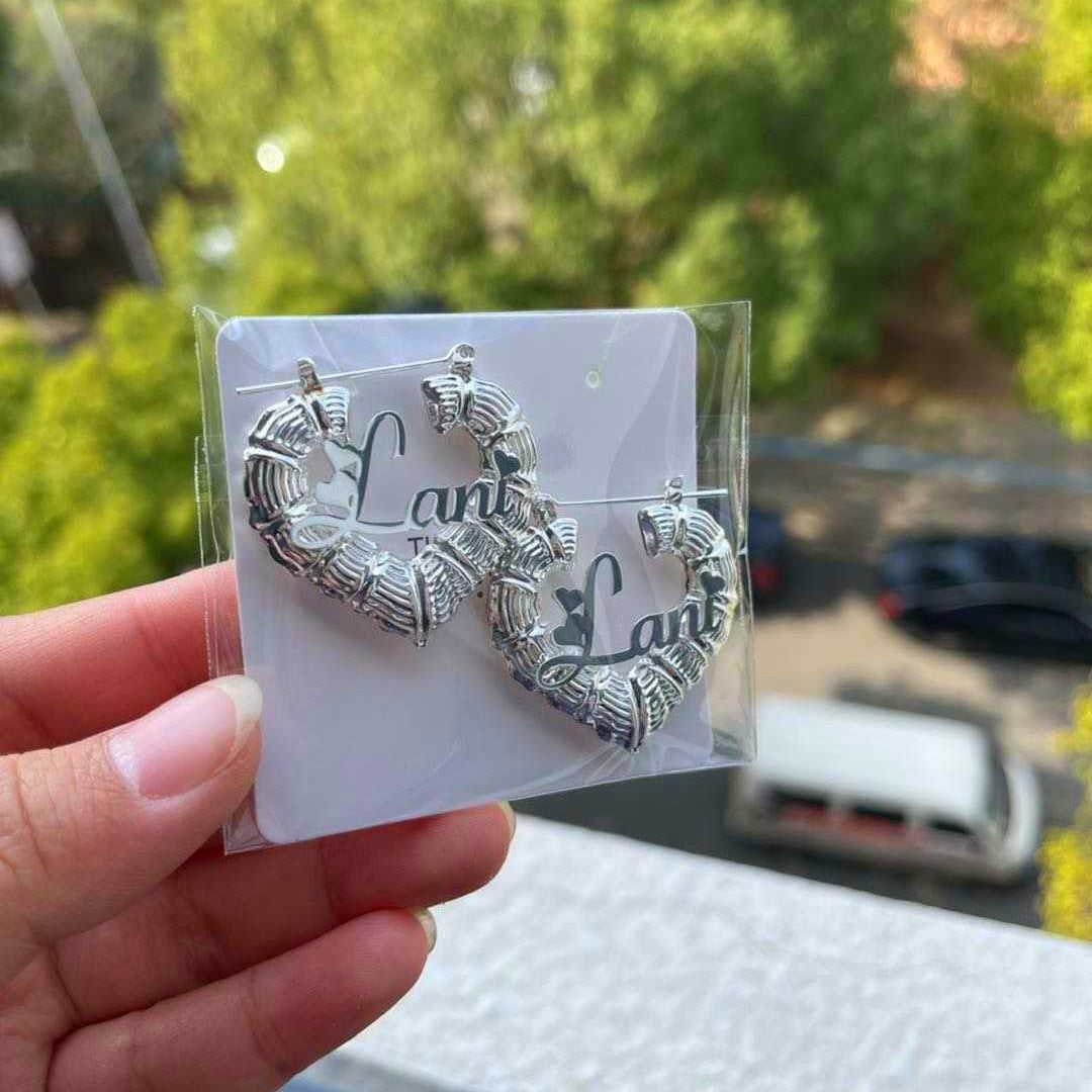 Glaceelaine Custom mini heart Earrings Personalized with your name