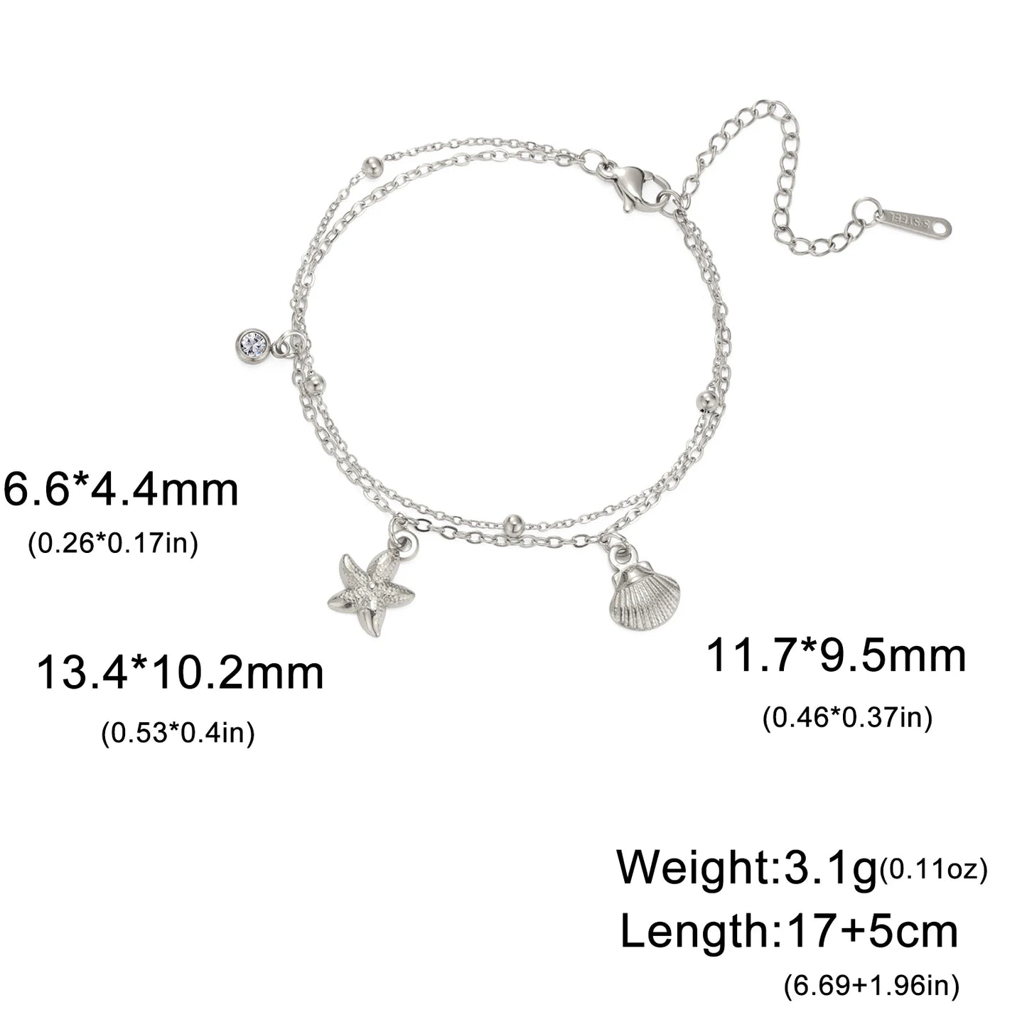 Cazador Starfish Seashell Charms Women's Bracelet Stainless Steel Summer Beach Jewelry Hand Bracelet Gift Trend 2025 Wholesale