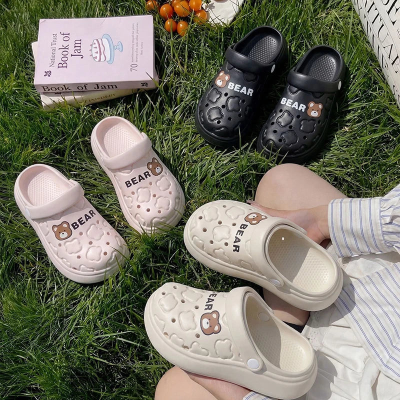 Women's Fashion Home Slippers Summer Thick Sole Soft EVA Garden Shoes for Women Hollow Out Non Slip Closed Toe Beach Sandals
