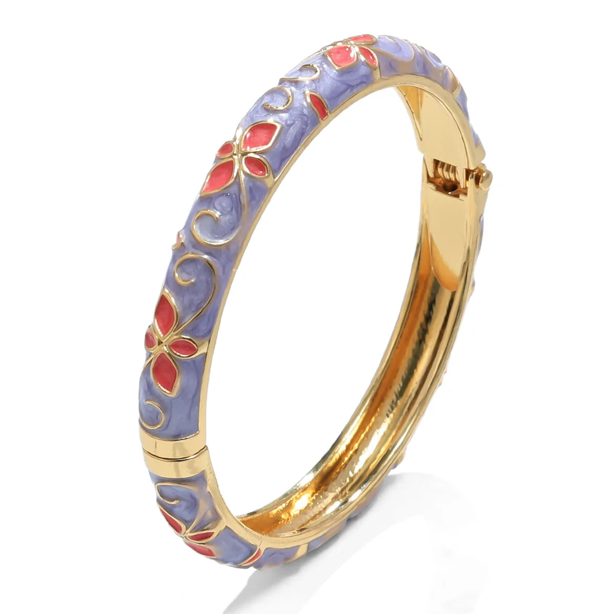 New Enamel Floral Bangle Bracelets Women's Colorful Dripping Oil Open Design Vintage Style Bracelets Daily Wear Jewelry Gifting