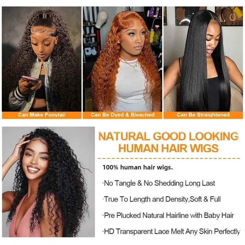 13x6 HD Lace Loose Deep Wave Frontal Wigs 42 Inch Deep Curly Lace Front Human Hair Wigs Preplucked Glueless Wig hUman Hair