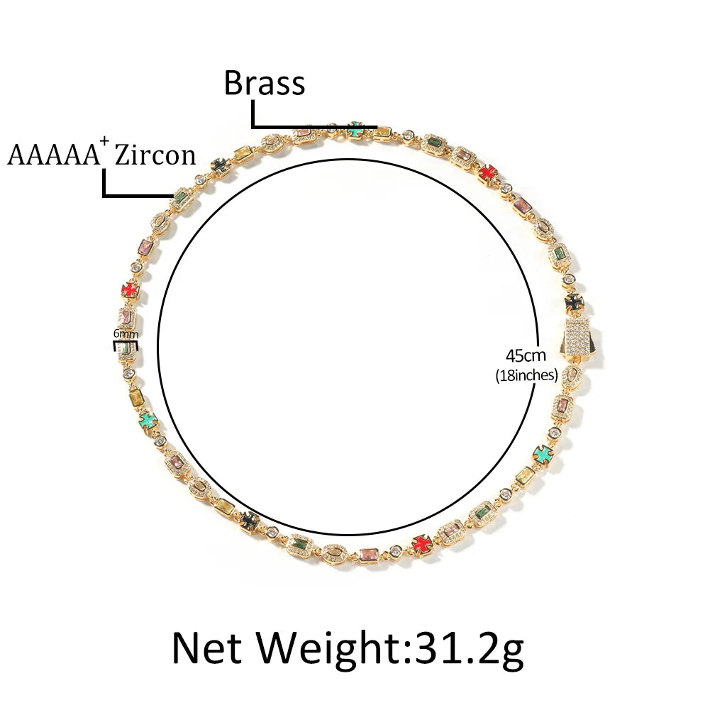 Colorful Cross and Gemstone Necklace