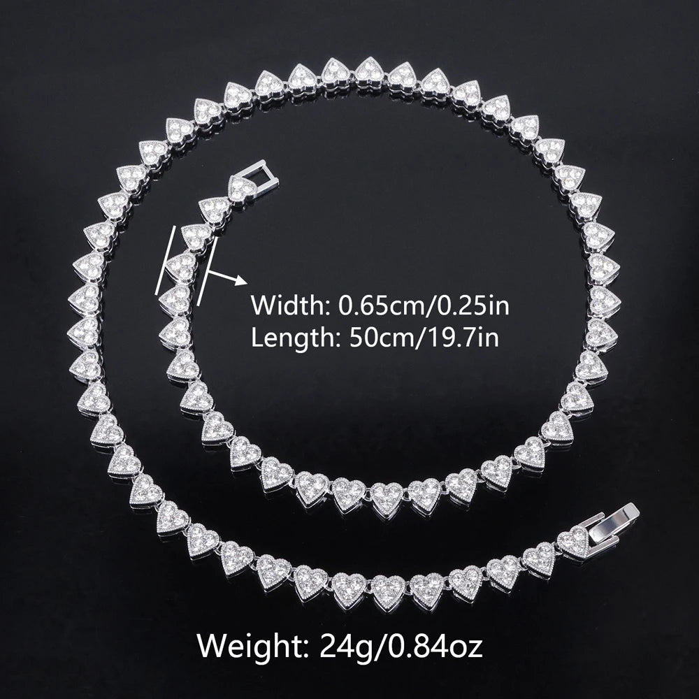 Heart Cluster Tennis Chain Choker Necklace