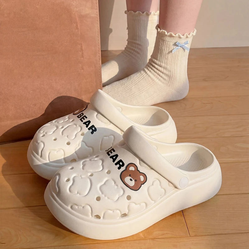 Women's Fashion Home Slippers Summer Thick Sole Soft EVA Garden Shoes for Women Hollow Out Non Slip Closed Toe Beach Sandals