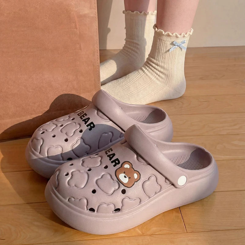 Women's Fashion Home Slippers Summer Thick Sole Soft EVA Garden Shoes for Women Hollow Out Non Slip Closed Toe Beach Sandals