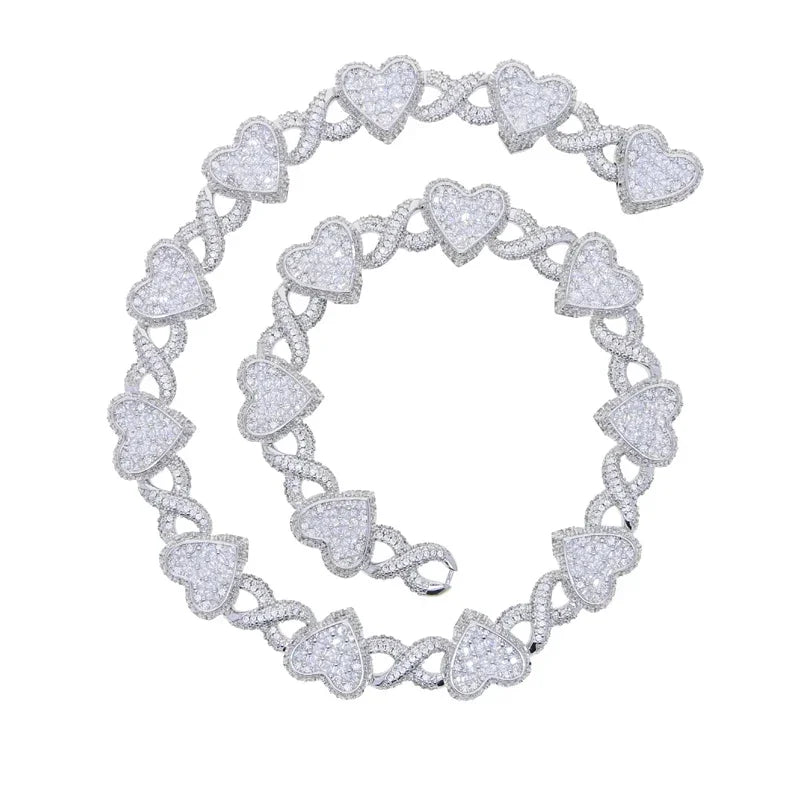 Cuban Chain Necklace Heart Pendant