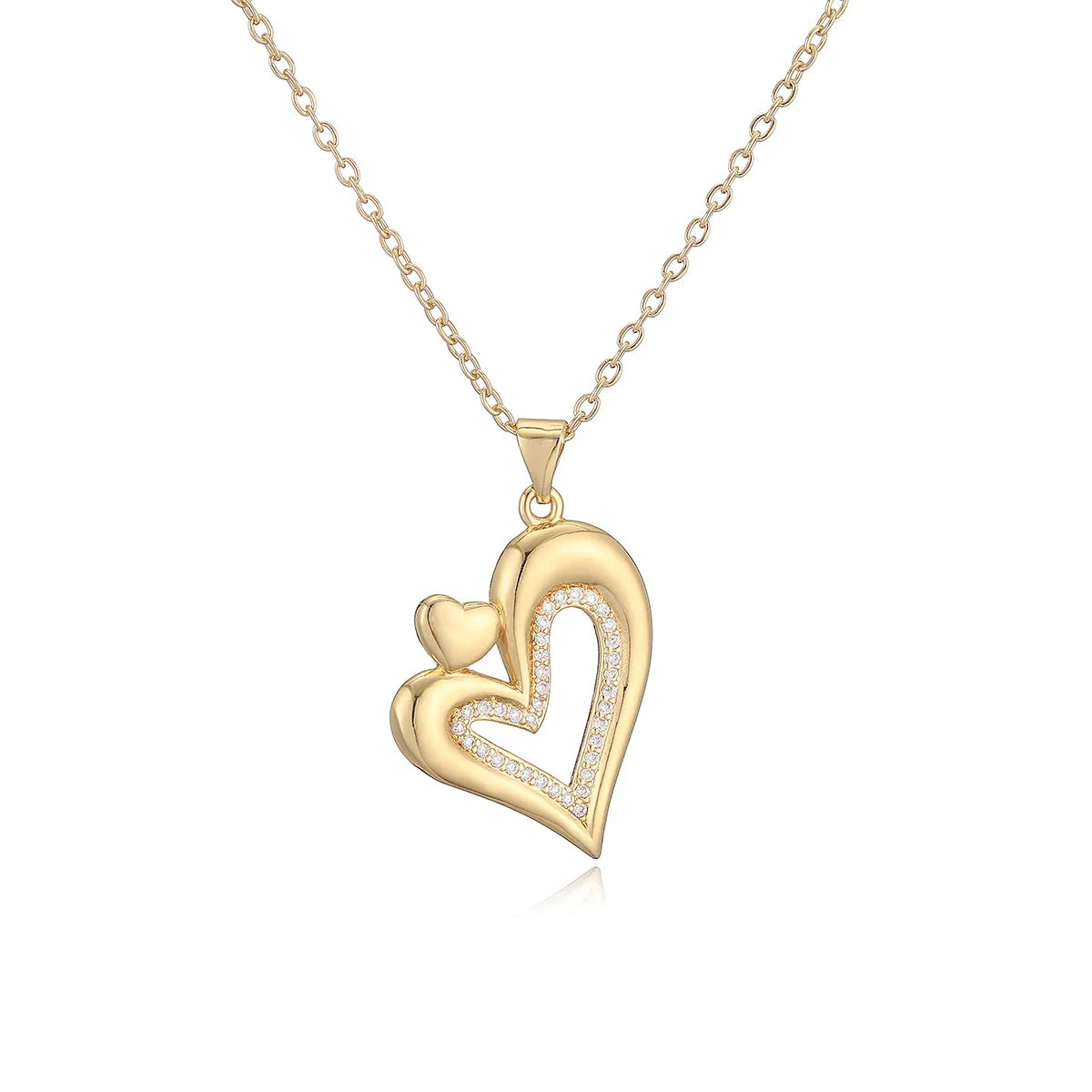 Mafisar Non-Fading Gold Color 316L Stainless Steel Party Jewelry Shiny AAA CZ Zircon Heart Pendants Necklaces For Women
