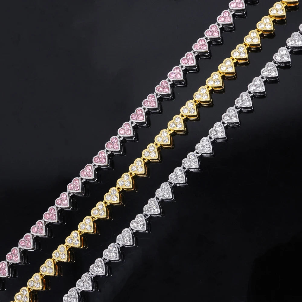 Heart Cluster Tennis Chain Choker Necklace