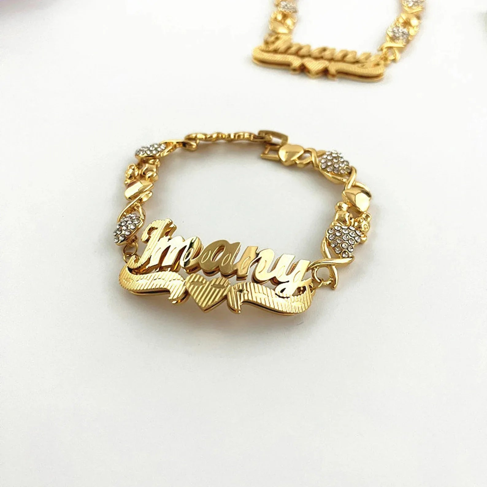 Custom Teddy Bear Chain Necklace Bracelet Set