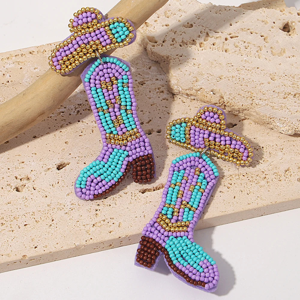 AENSOA Bohemian Starfish Lobster Conch Seed Bead Drop Earrings for Women Handmade Ocean Animal Earrings Summer Beach Jewelry