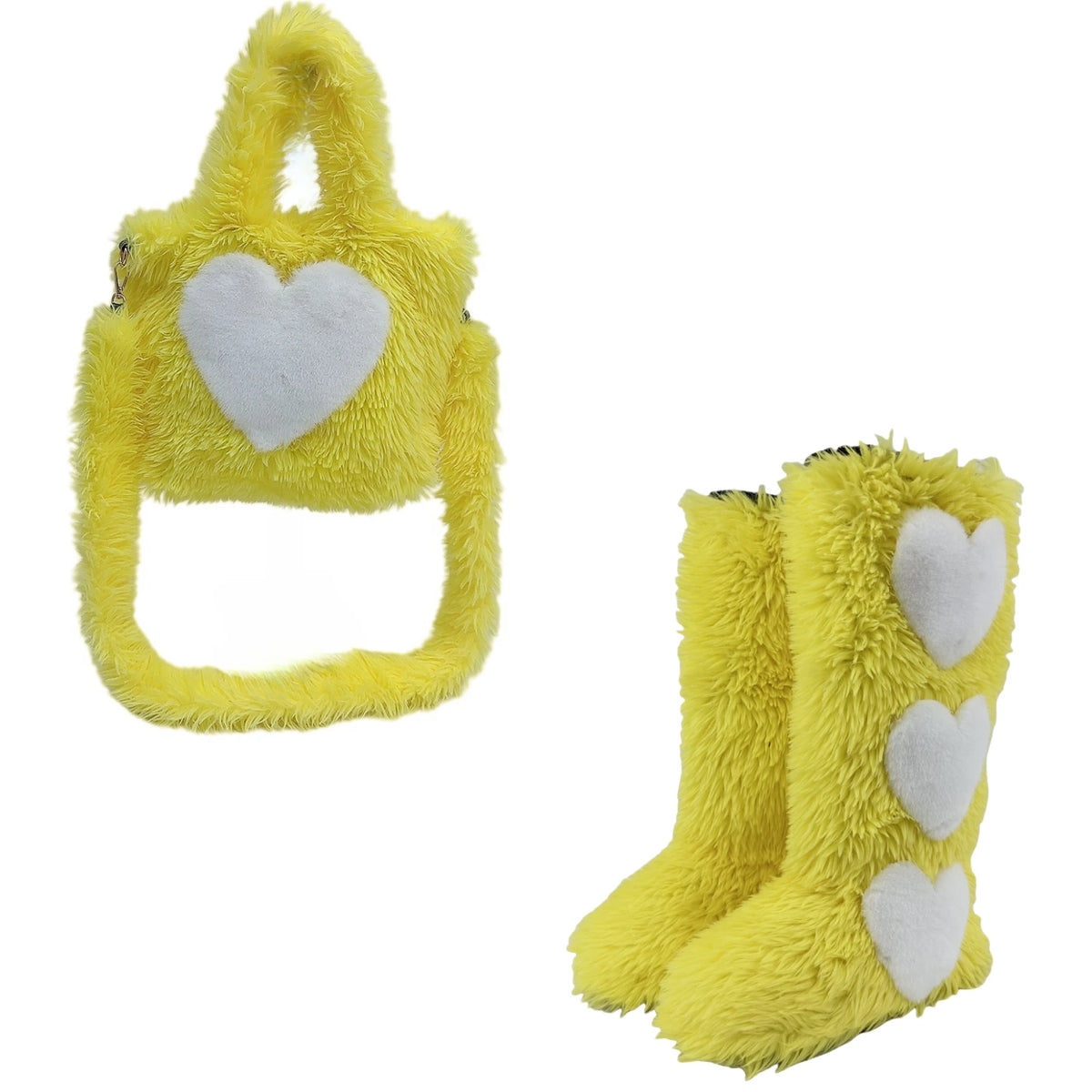 Glaceelaine Winter Fluffy Faux Fox Fur Boots Match With Furry Bags Set Plush Snow Boots Luxury Footwear