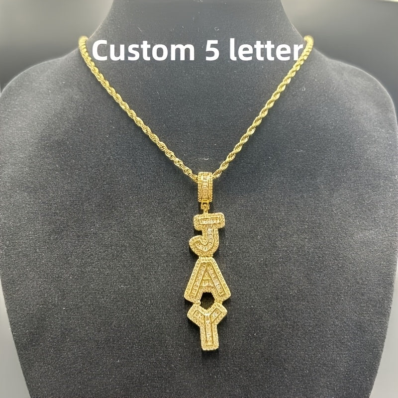 Custom Vertical Ice Sugar Letter Pendant | Sparkling, Personalized