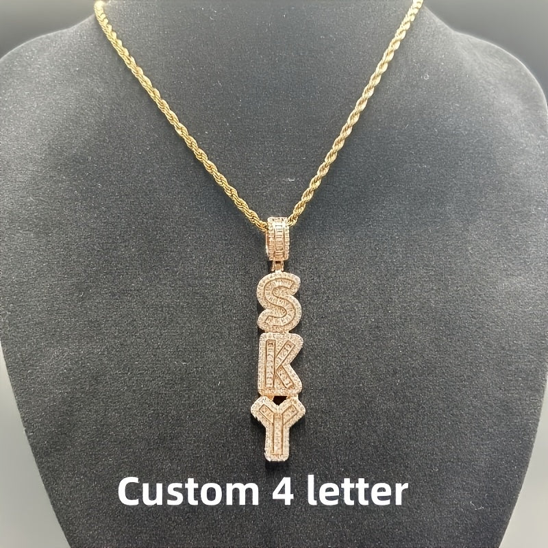 Custom Vertical Ice Sugar Letter Pendant | Sparkling, Personalized