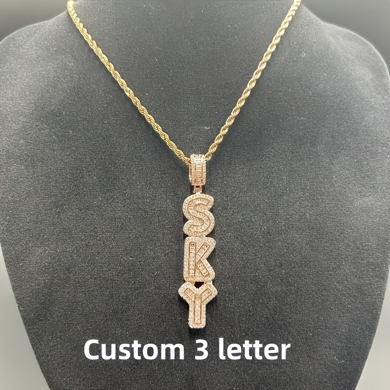 Custom Vertical Ice Sugar Letter Pendant | Sparkling, Personalized
