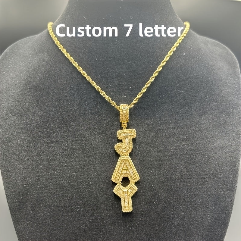 Custom Vertical Ice Sugar Letter Pendant | Sparkling, Personalized