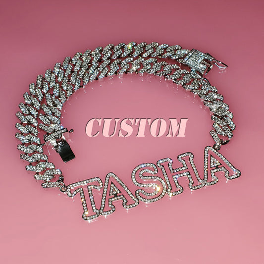 Custom Nameplate Necklace New GLACÈELAINE Arrival Bling Name Pendant with Cuban Chain Capital Letters Name Chain