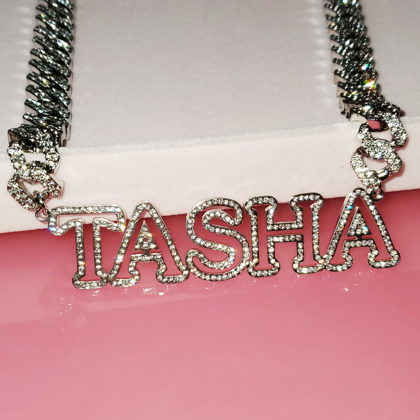 Custom Nameplate Necklace New GLACÈELAINE Arrival Bling Name Pendant with Cuban Chain Capital Letters Name Chain