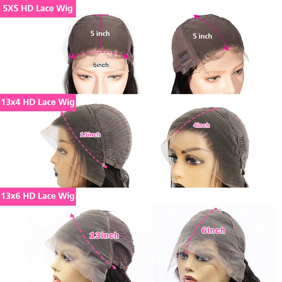 30-40 inch Deep Wave 360 13x6 Frontal Human Hair Wigs Plucked