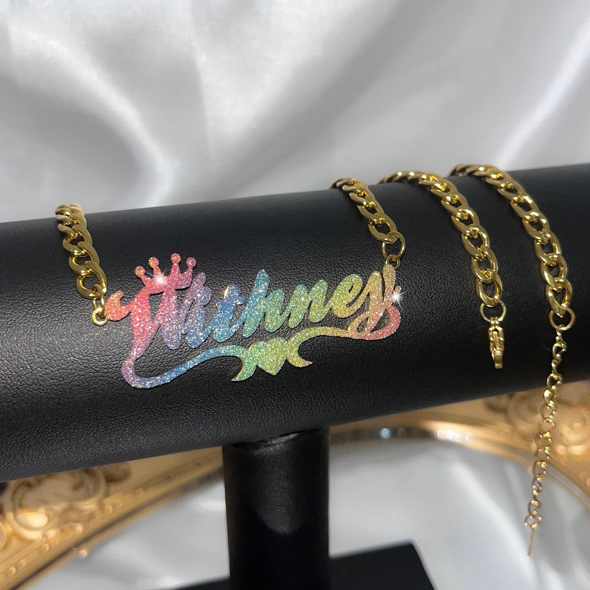 Glaceelaine Rainbow Personalized Name Necklace add your name