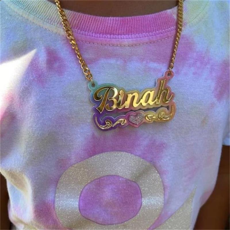 Customized Rainbow  Earrings Necklace Acrylic Bamboo Earrings