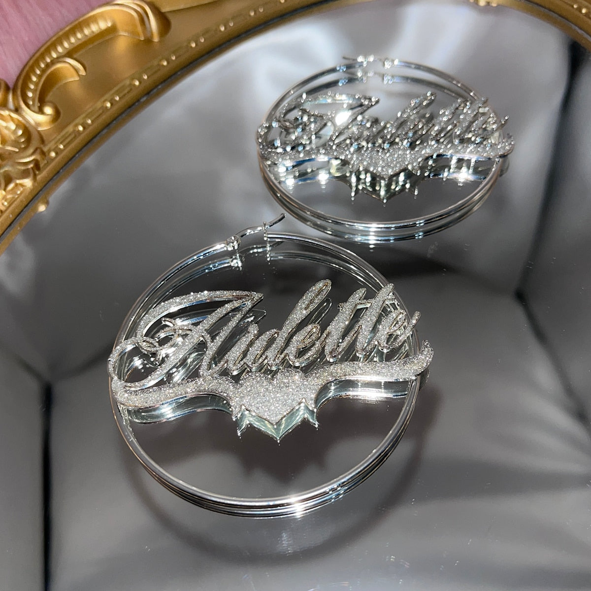 Glaceelaine Custom Name Hoop Earrings AnyName can be added on, made from real Stainless Steel