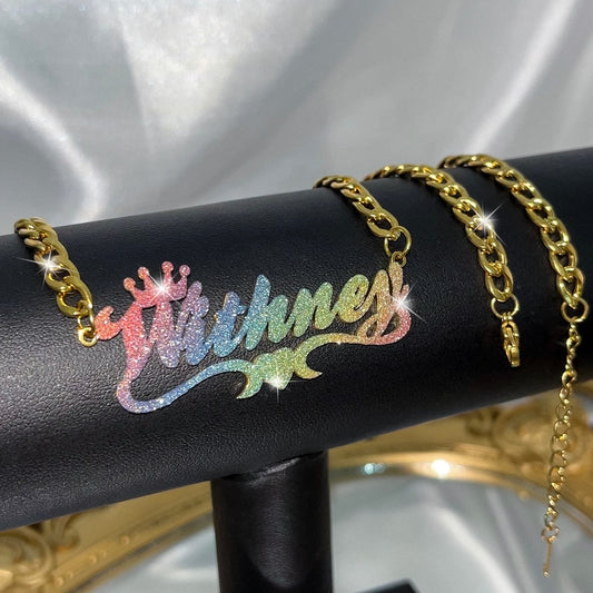 Glaceelaine Rainbow Personalized Name Necklace add your name