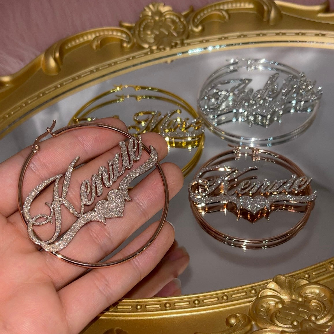 Glaceelaine Custom Name Hoop Earrings AnyName can be added on, made from real Stainless Steel