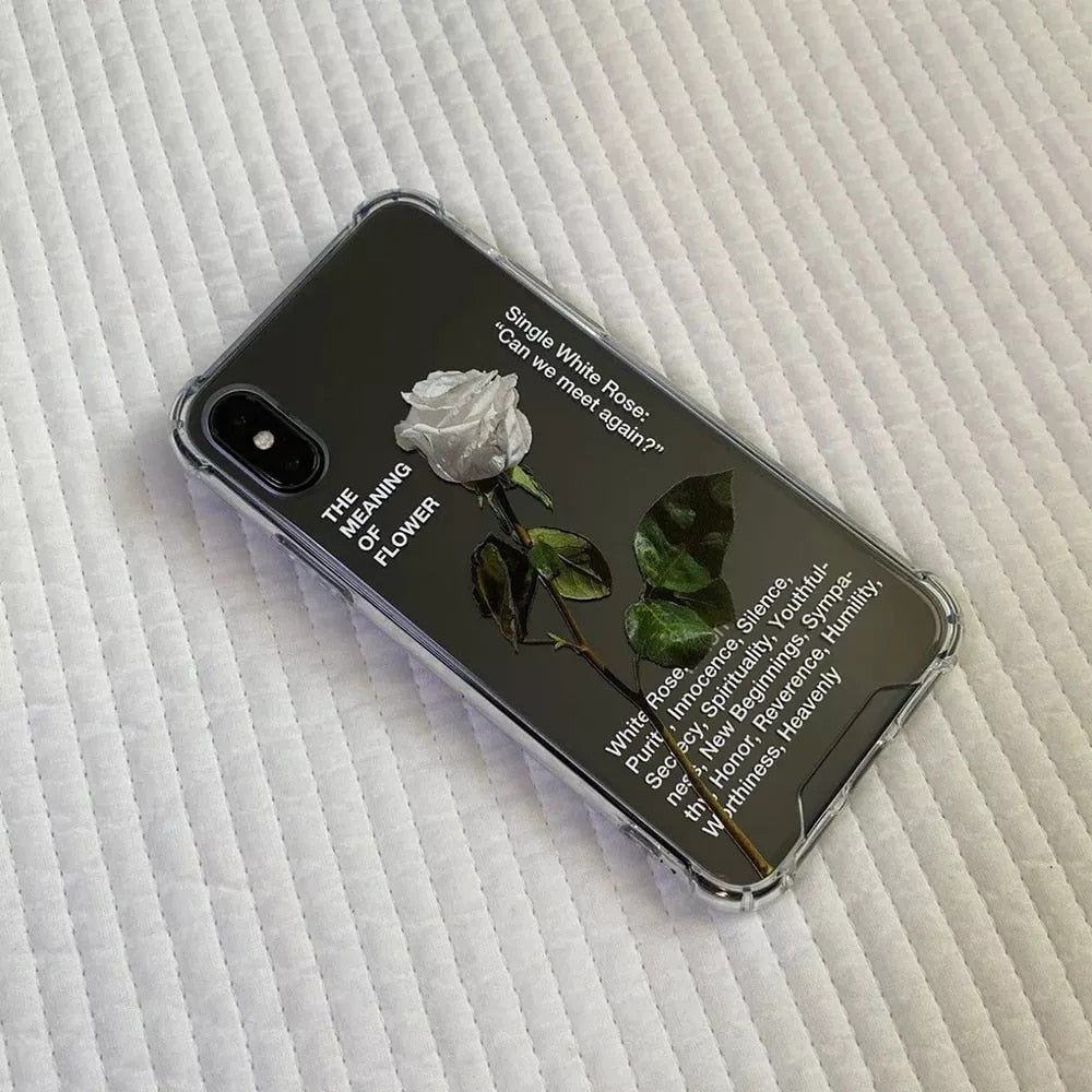 White Rose Transparent Soft TPU Phone for iPhone XR X XS Max 13 Pro Max 12 11 7 8 plus SE 2020 Printing Cover