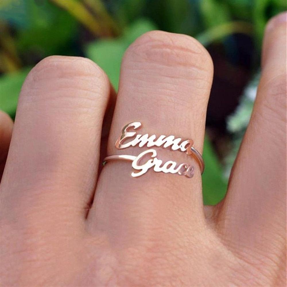 Customized Two Name Rings Stainless Steel Ring