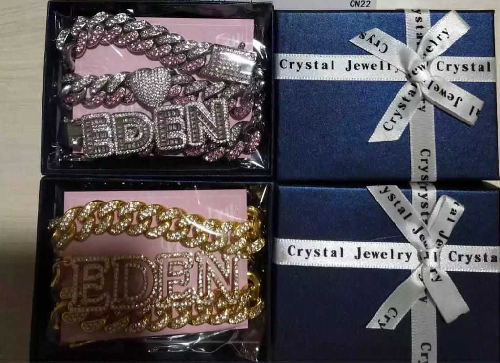 Pink Cuban Link Chain With Your Name Pendant